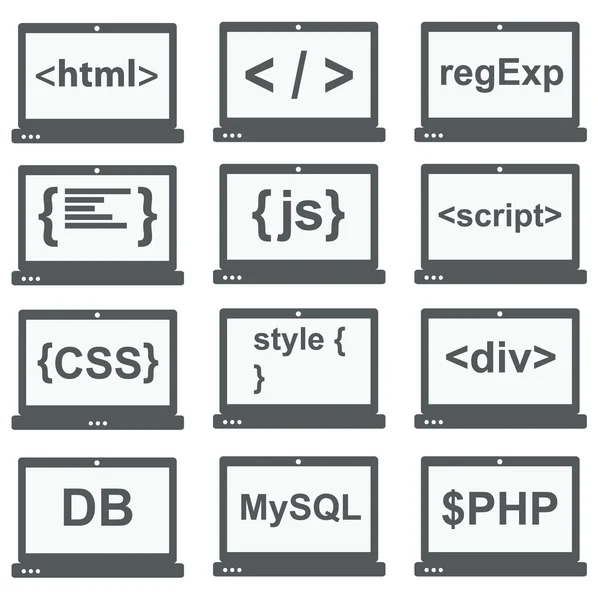 web geliştirme simgesi, laptop ekranında ayarla