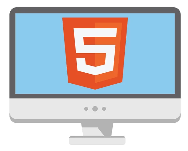 Vektor ikonen för persondator med html5 — Stock vektor