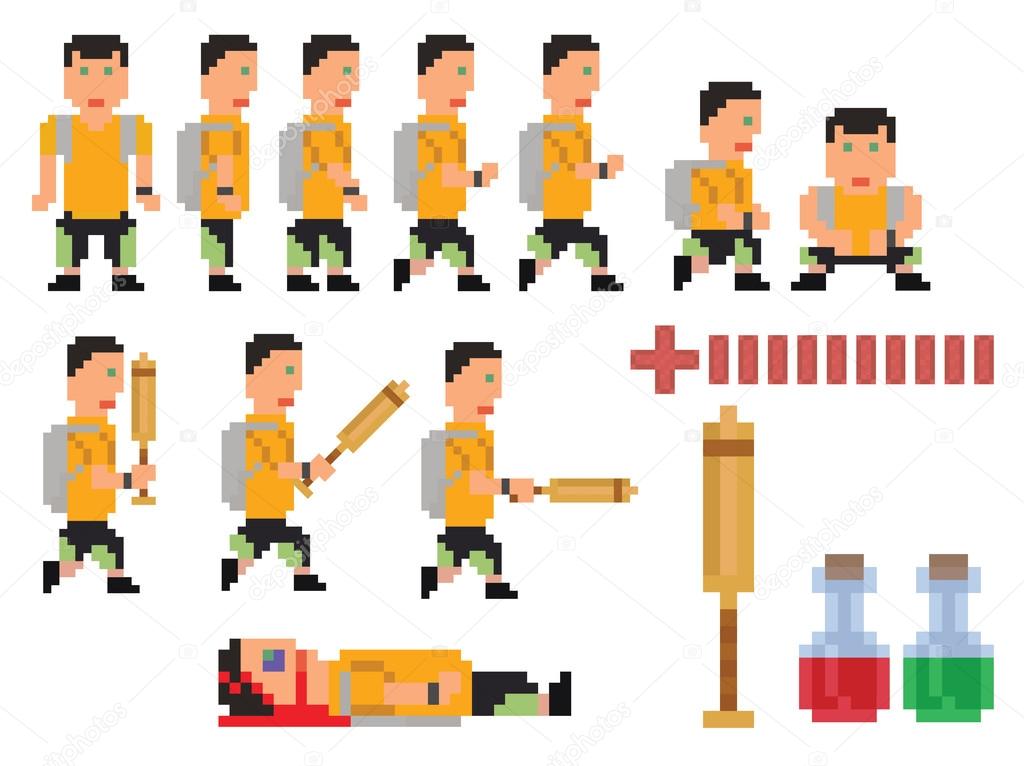 vector collection of pixel art style person