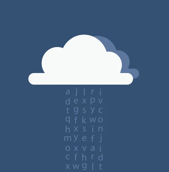 Bibliothèque en ligne comme concept de service cloud computing pleuvoir de lettres — Image vectorielle