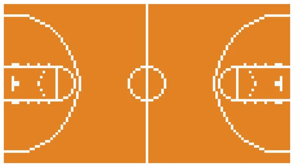 Pixel art basketball sport court layout retro 8 bit illustration game design — Stock Vector