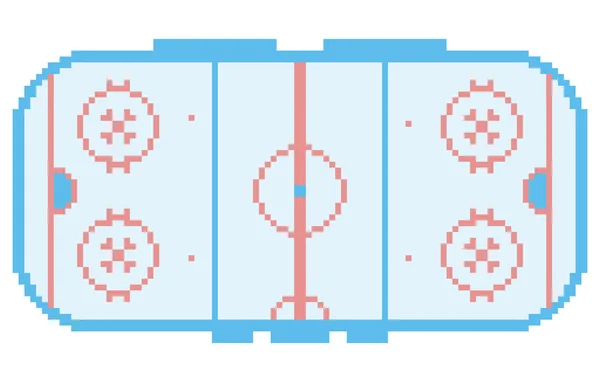 Pixel arte hockey estadio parque infantil pista de hielo estilo retro ilustración — Vector de stock