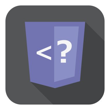 php programlama dili soru işareti, izole web sitesi geliştirme simgesi ile Menekşe kalkan çizimi