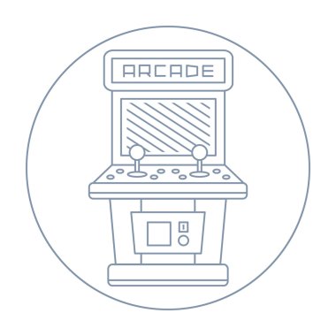 vintage oyun arcade izole kabine simge tasarlamak basit çizgi çizilmiş
