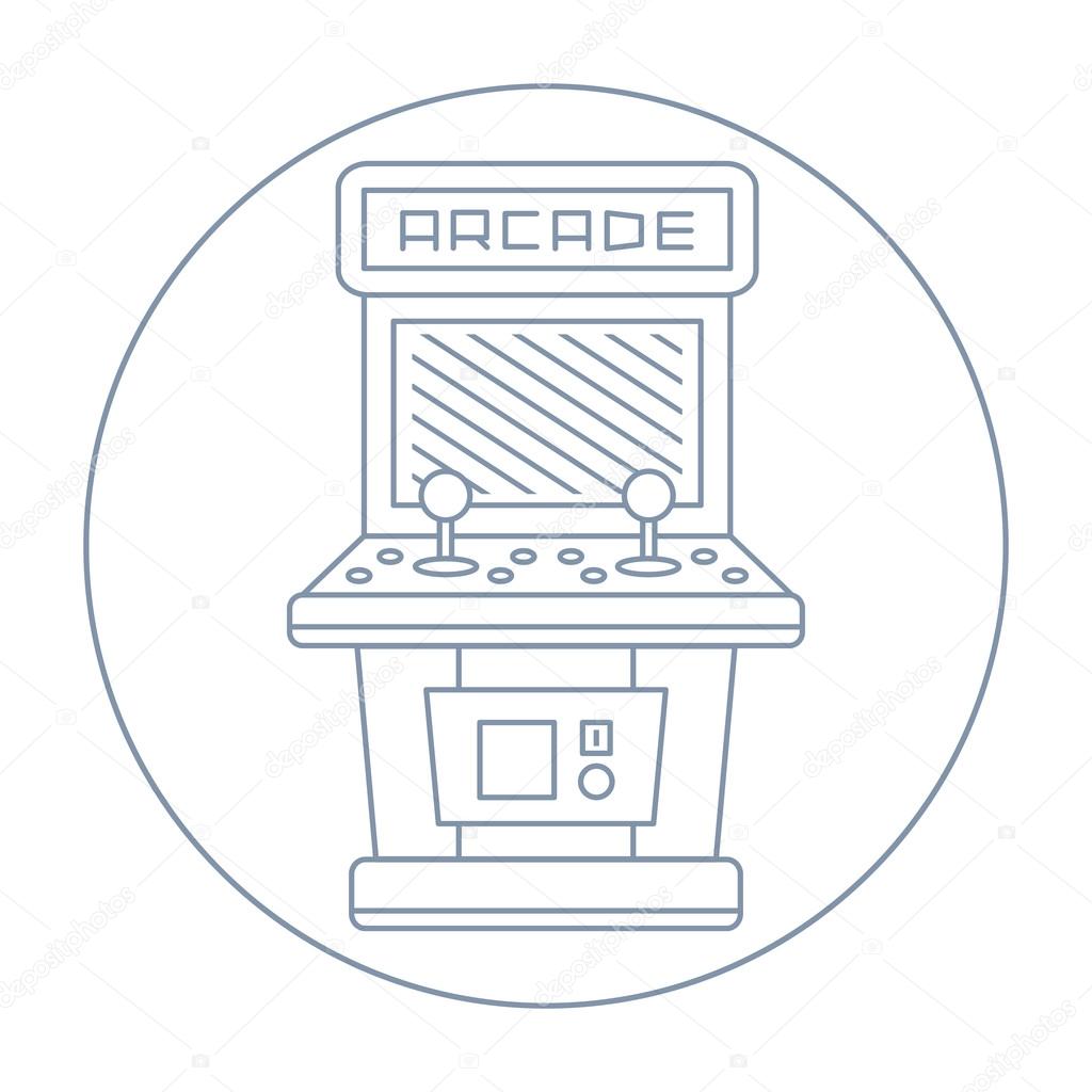 simple line drawn vintage game arcade cabinet icon isolated illustration