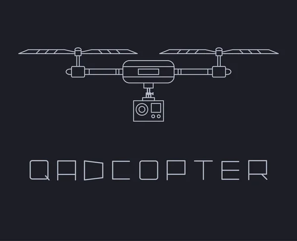 アクション カメラ アイコンで quadrocopter のむのすき。簡単なライン スタイルのベクトル図 — ストックベクタ