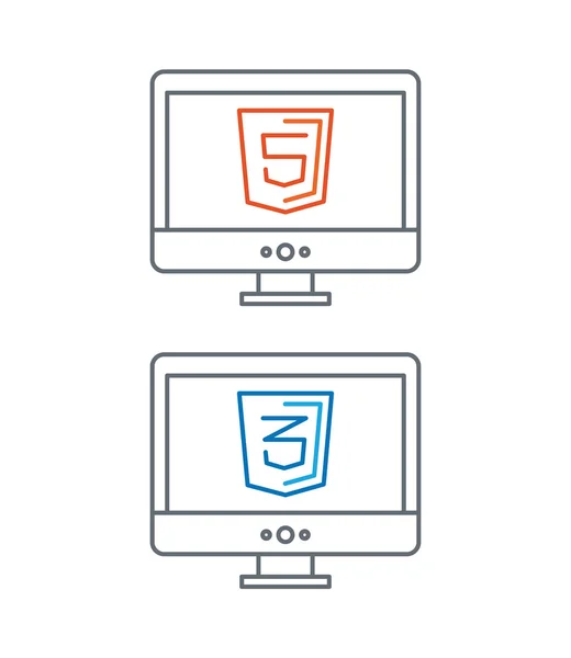 Illustration en ligne des icônes de développement web, html et css - isolé sur fond blanc — Image vectorielle