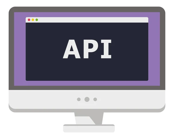 Ilustración vectorial de la pantalla del ordenador personal que muestra la ventana con api partida — Archivo Imágenes Vectoriales