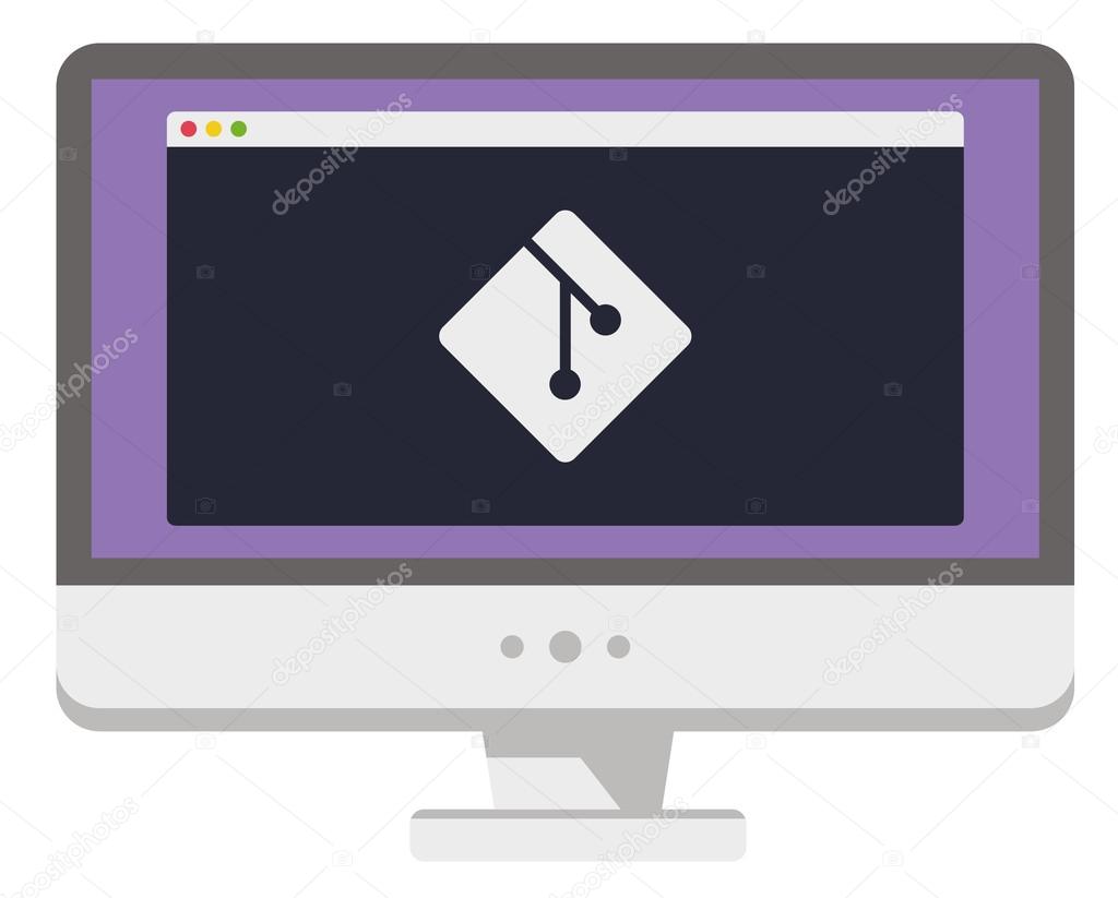 vector illustration of personal computer display showing window with development process on it