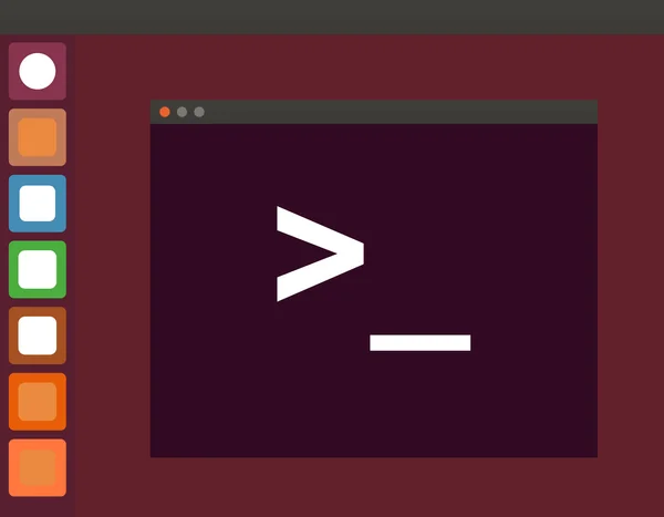 ターミナルの起動アイコンと linux インターフェイス、コマンドライン - 図を介してシステムに直接アクセス — ストックベクタ