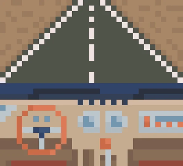 Car interior. View from inside of the car. vector pixel art illustration — 图库矢量图片