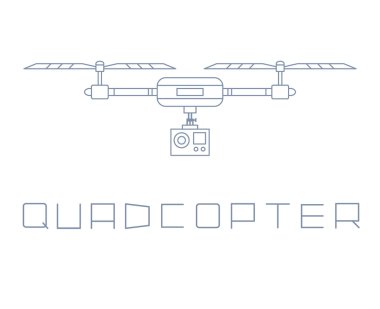 quadrocopter dron eylem kamera simgesi ile. basit çizgi stil vektör çizim
