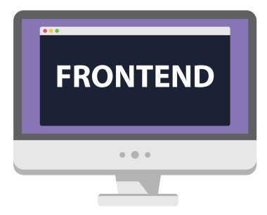 Web development illustration computer display says Frontend clipart