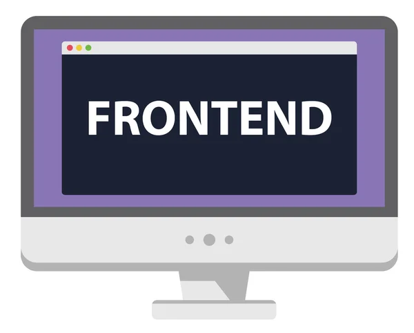 Desarrollo web ilustración pantalla de ordenador dice Frontend — Vector de stock