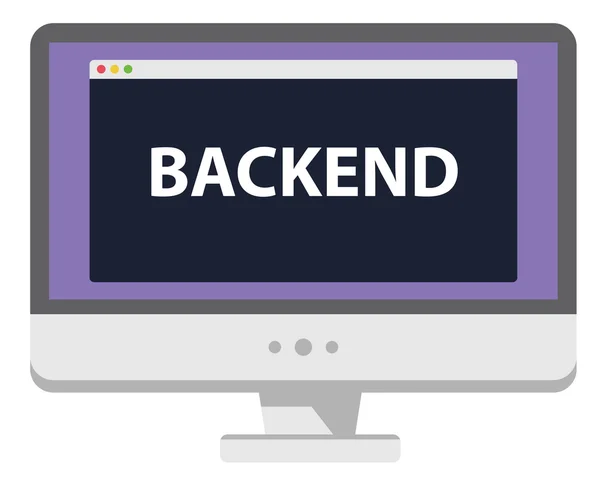 Web development illustration computer display says Backend — Stock Vector