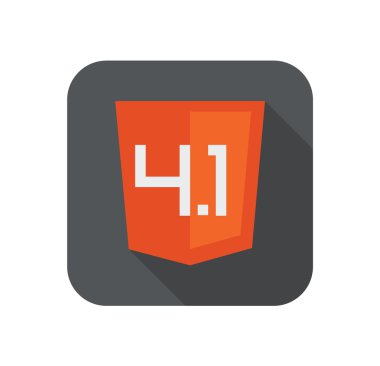 Eski html dört nokta bir işareti, izole web sitesi geliştirme simgesi beyaz arka plan ile turuncu kalkan vektör çizim