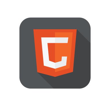 Vektör çizim tuvali, izole web sitesi geliştirme simgesi beyaz arka plan için eski html5 C harfiyle turuncu kalkan
