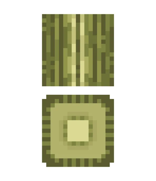 Textura para plataformas pixel art vector - tronco de árbol de bambú verde — Vector de stock