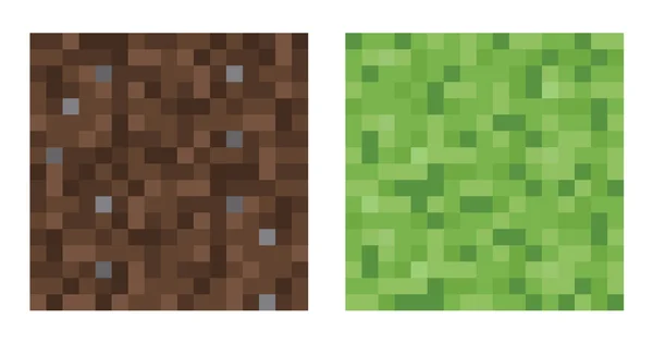 Textura para platformers pixel art vector - lama e arbusto —  Vetores de Stock