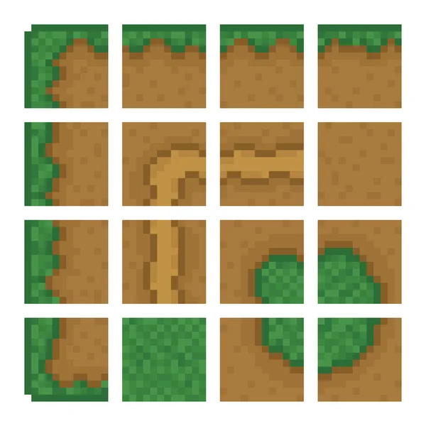 盒子游戏级矢量对象-土地、 布什、 道路、 森林 — 图库矢量图片