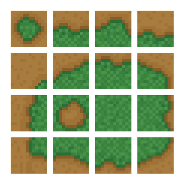 盒子游戏级矢量对象-土地、 布什、 森林 — 图库矢量图片