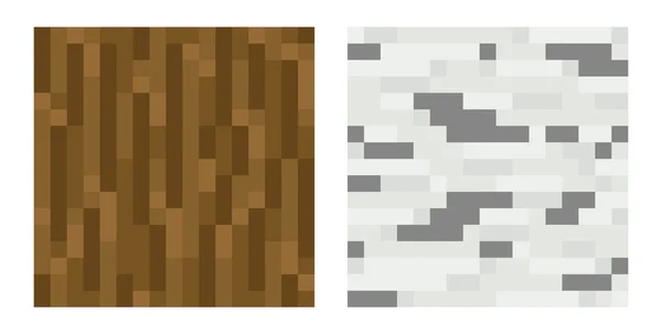 Textura para plataformas pixel art vector - tronco de árbol marrón, abedul — Vector de stock