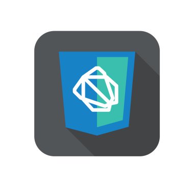 Web geliştirme kalkan işareti - js çerçeve dart vektör. beyaz izole simgesini