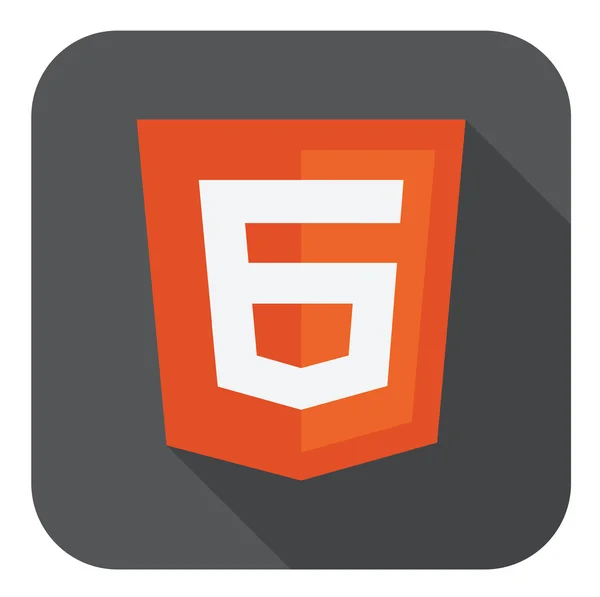 Vector web development shield sign - html6 (en inglés). icono aislado en blanco — Archivo Imágenes Vectoriales