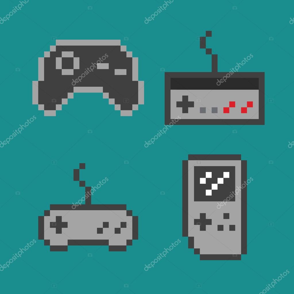 Vector Pixel Art Illustration Simple Gamepads Set Isolated Vector Image By C Gdainti C Vector Stock