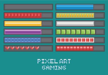piksel sanat oyun geliştirme seti - ilerleme çubuğu, yükleme, sağlık puan, mana, cephane