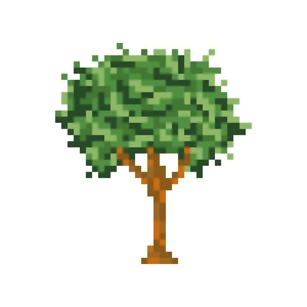 Pixel art arbre isolé vecteur icône — Image vectorielle