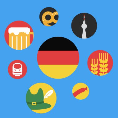 Almanya vektör çizim yuvarlak düz Icon set