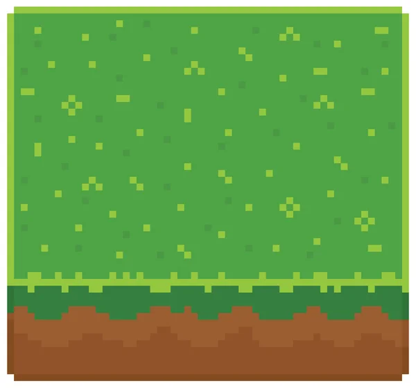 Textura para plataformas pixel art vector - bloque de barro molido con hierba en la parte superior — Vector de stock