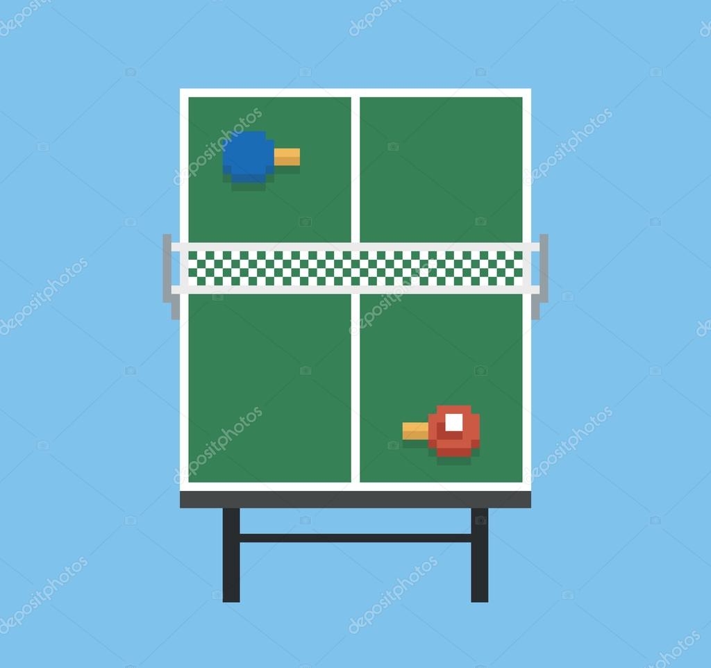 Pixel Art Style Ping Pong And Rackets Sport Table Playground Green Pixel Art Style Ping Pong Sport Table Playground Green Vintage Game Isolated Vector By Gdainti C
