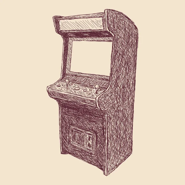 Wektorowych ilustracji - szkic styl rysowania arcade szafka, na białym tle starodawny element — Wektor stockowy