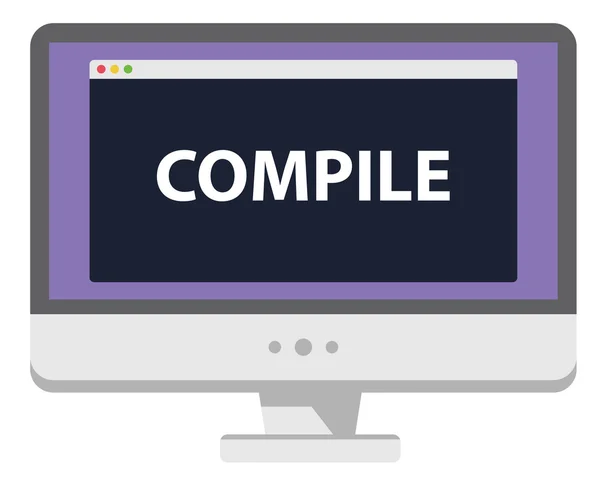 Vector illustration computer screen showing compile heading — Stock Vector