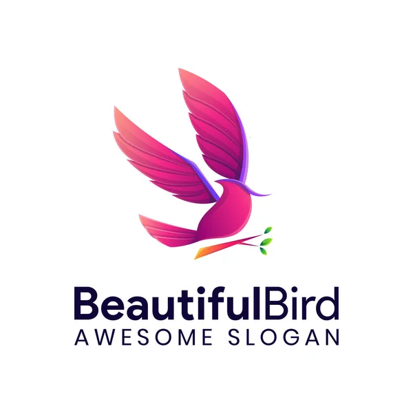 Gradiente Colorato Elegante Modello Disegno Del Logo Del Nido Uccello — Vettoriale Stock