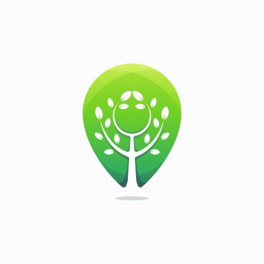 Modern yeşil iğne ağacı logo şablonu