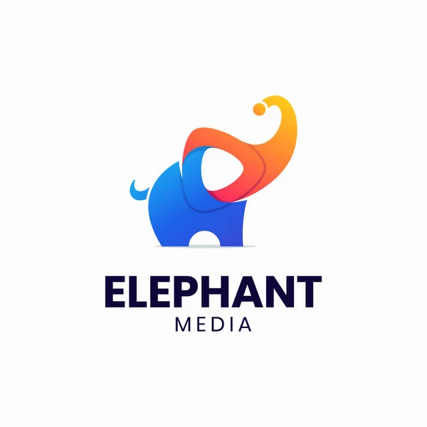 Colorful Elephant Media Play Logo Template — Stock Vector