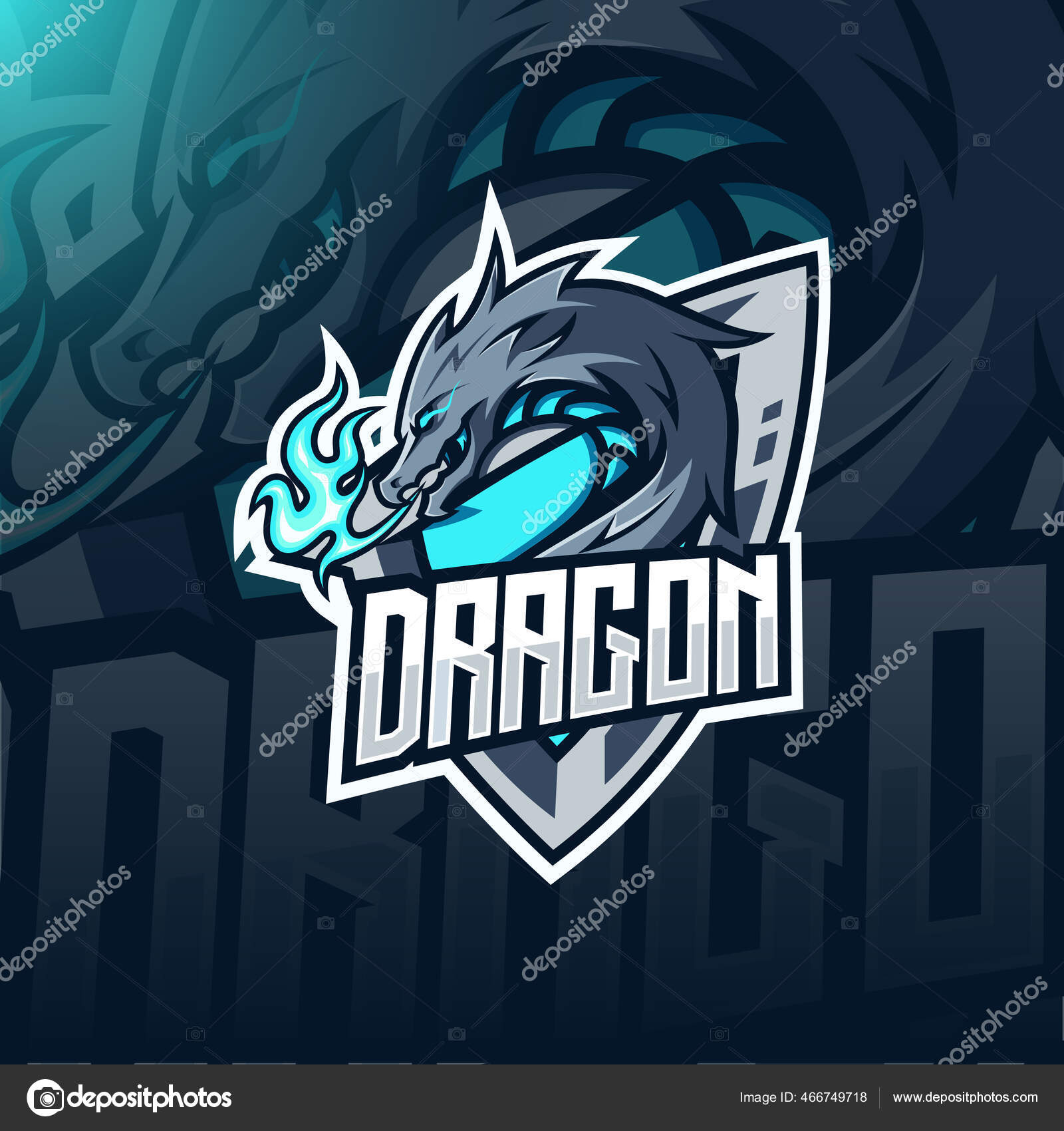 Logotipo Do Jogo Esport De Cabeça Azul De Dragão Ilustração do Vetor -  Ilustração de mito, azul: 220657056