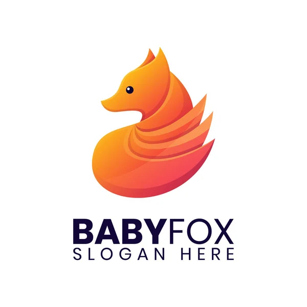 Tre Svansar Baby Fox Logotyp — Stock vektor