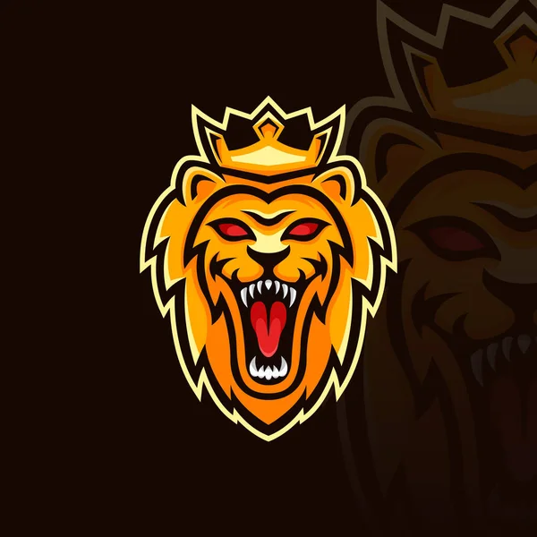 Шаблон Логотипу Талісмана Короля Лева — стоковий вектор