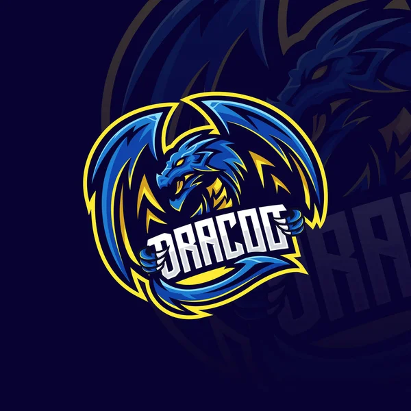 Шаблон Логотипу Синього Дракона — стоковий вектор
