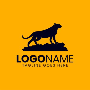 Güçlü bir çita ayakta duran logo tasarım şablonu. Kimlik içeriği için uygun