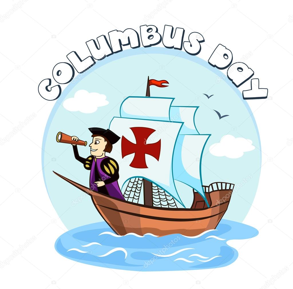 Columbus on the ship Stock Vector