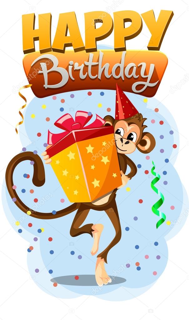 Appy Anniversaire Avec Cadeau De Singe 2 Image Vectorielle Rodnikovay1 C Appy Anniversaire Avec Cadeau De Singe 2 Image Vectorielle Rodnikovay1 C