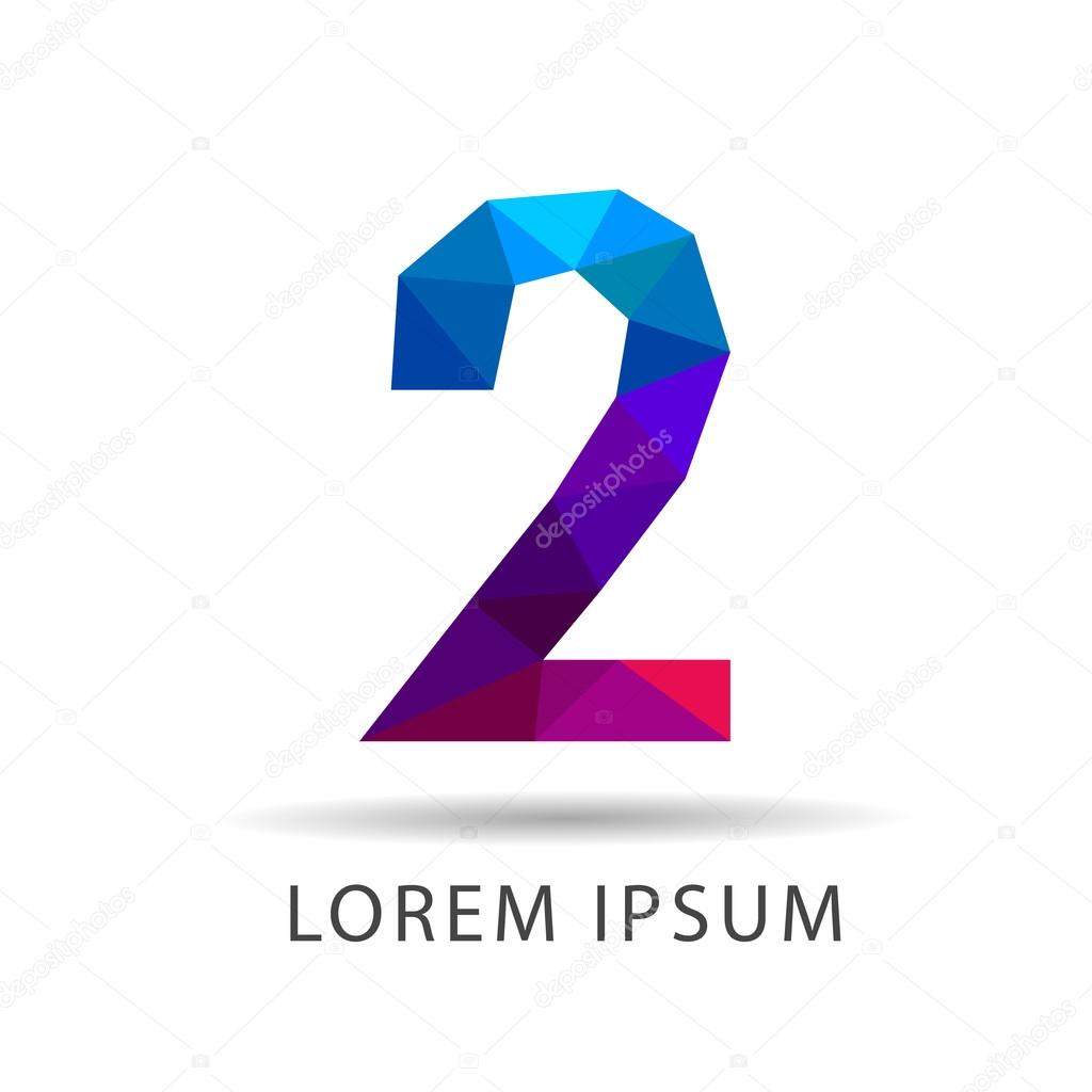 Number two from a set figure as a design logo icon design triangles geometric style