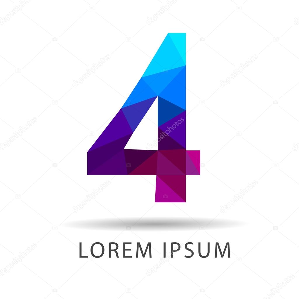 Number four from a set figure as a design logo icon design triangles geometric style