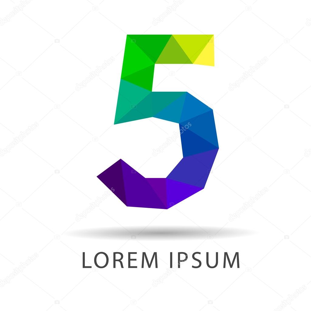 Number five from a set figure as a design logo icon design triangles geometric style