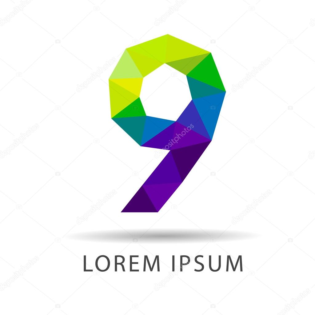 Number nine from a set figure as a design logo icon design triangles geometric style